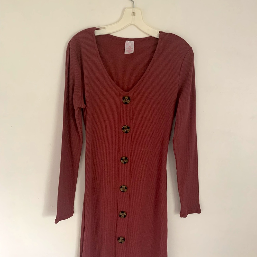 NWOT No Boundaries Pink Body con Long Sleeve Dress Size 11-13